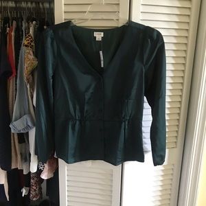 JCrew silk top with cinched waist detail